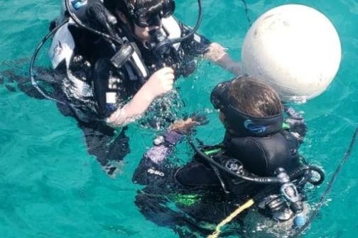 a man swimming in a body of water